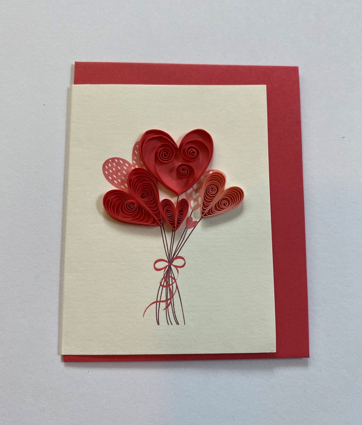Hand Quilled Gift Enclosure Mini Card Heart Balloons #GE10977