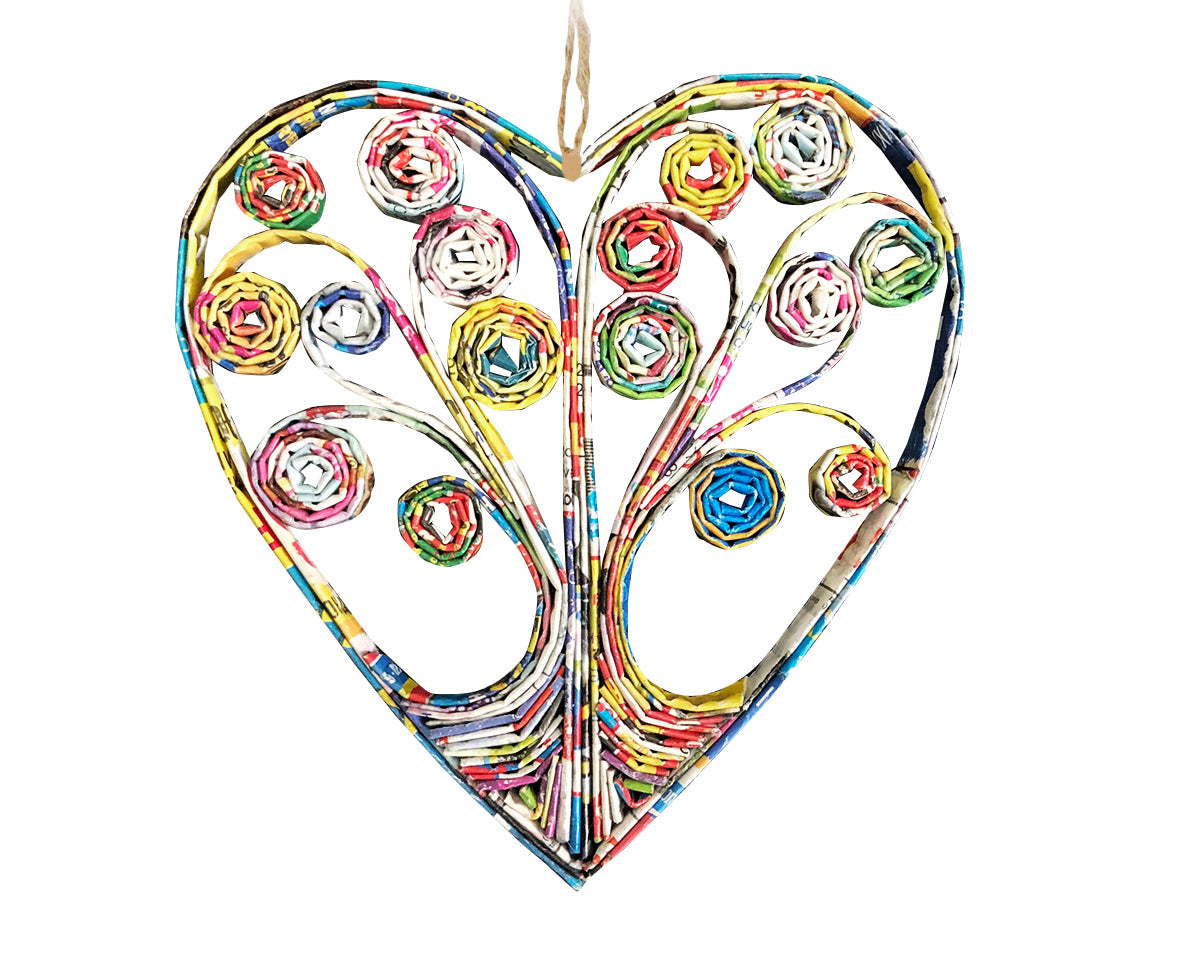 Hand Quilled Recycled Magazine Heart Ornament #QO11082