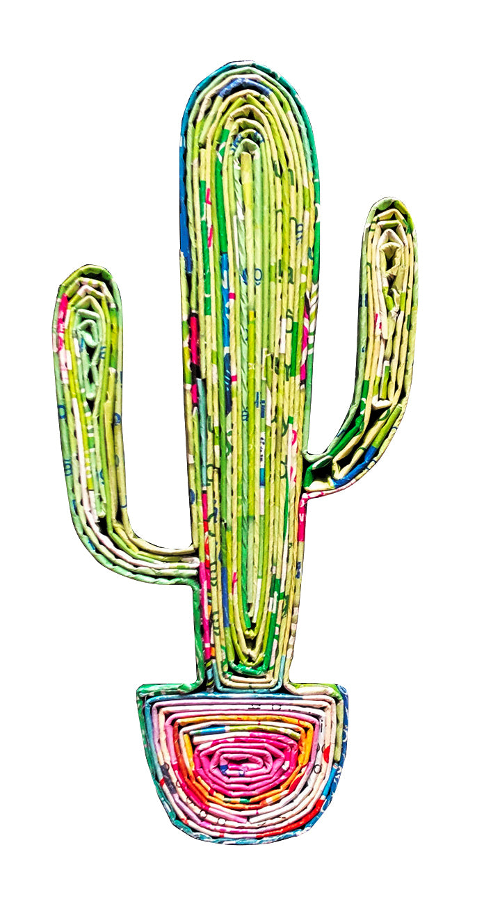Hand Quilled Recycled Magazine Barrel Cactus Ornament #QO11111