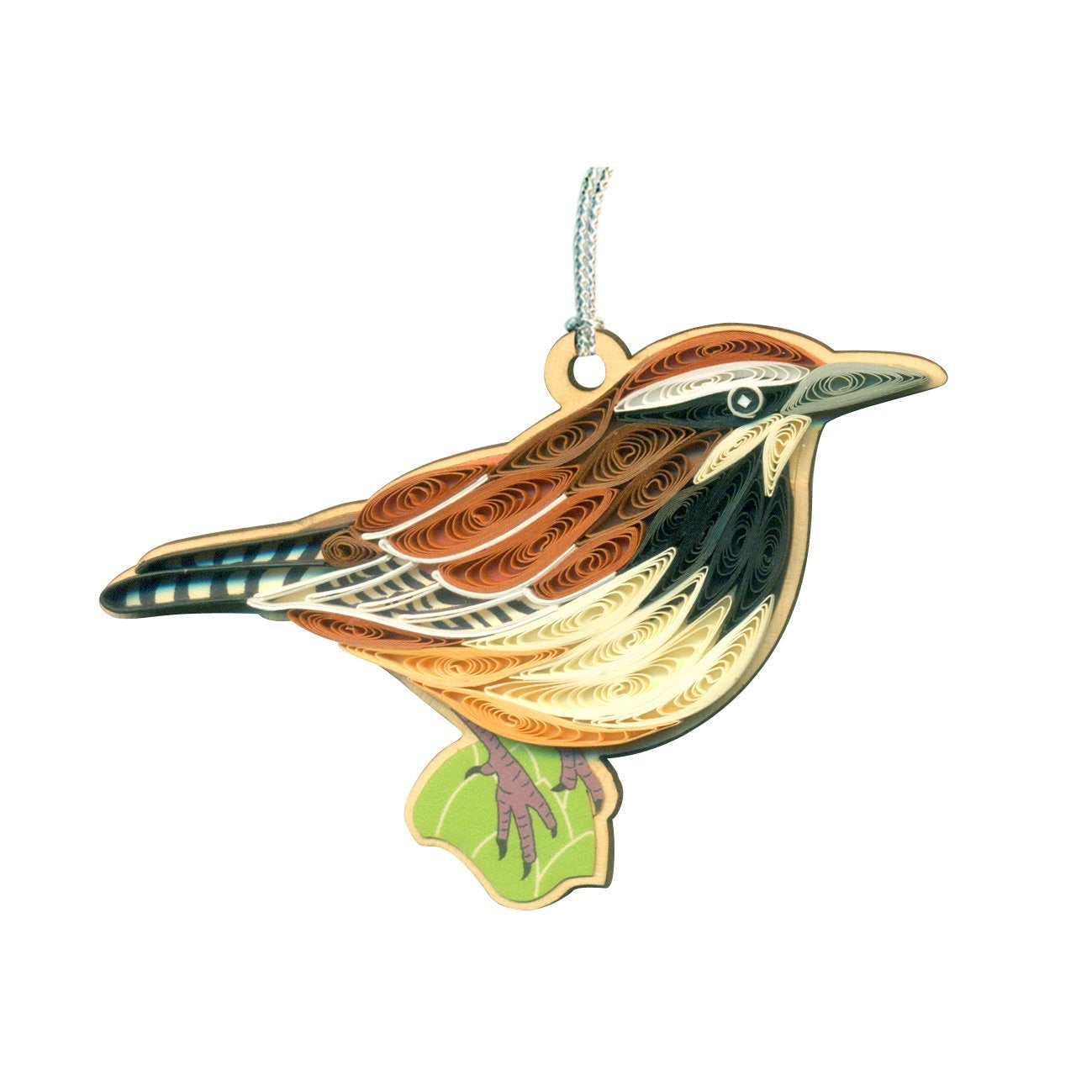 Hand Quilled Cactus Wren Ornament #QO11196