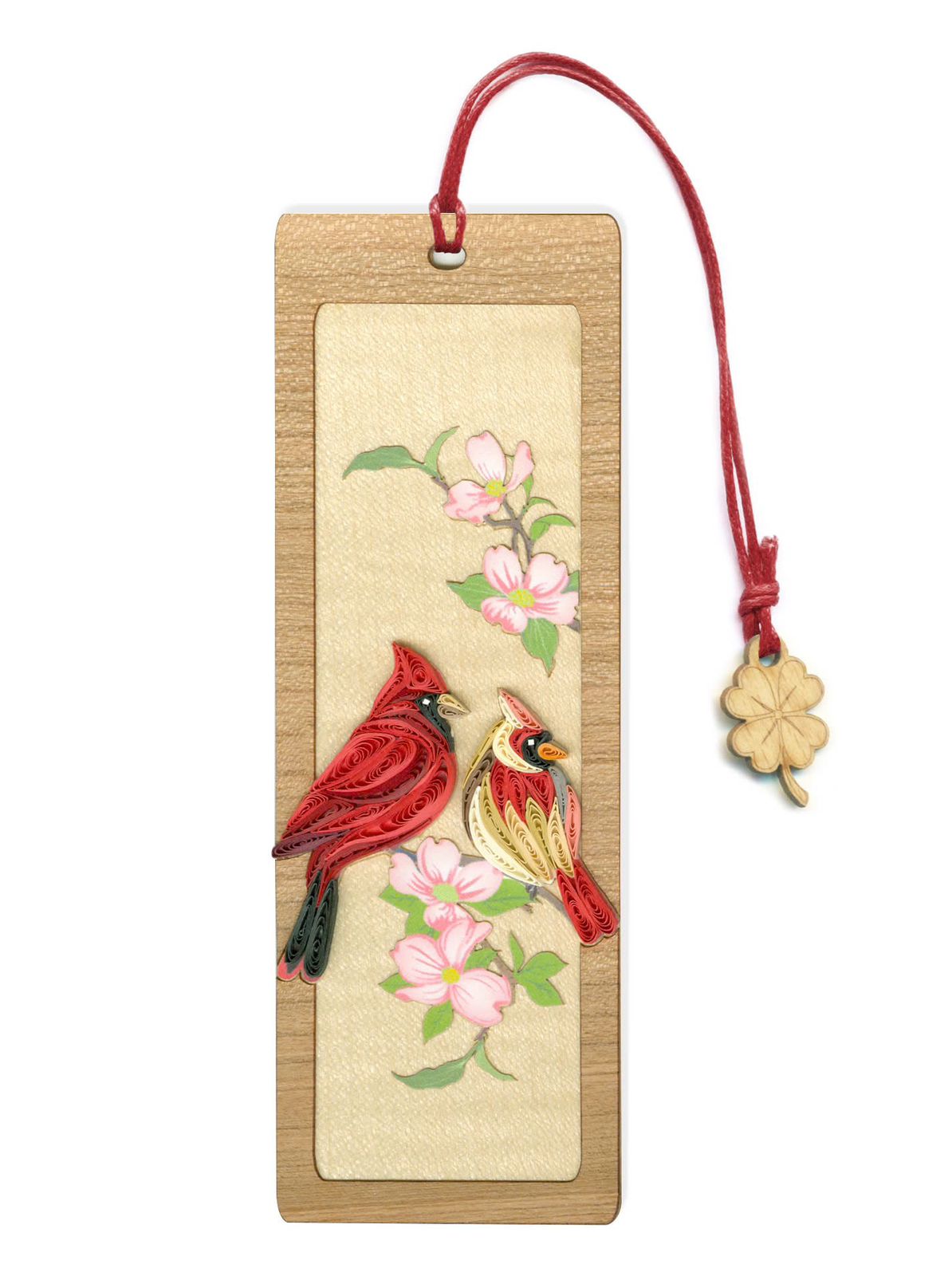 Hand Quilled Cardinal Couple Bookmark #BM12164