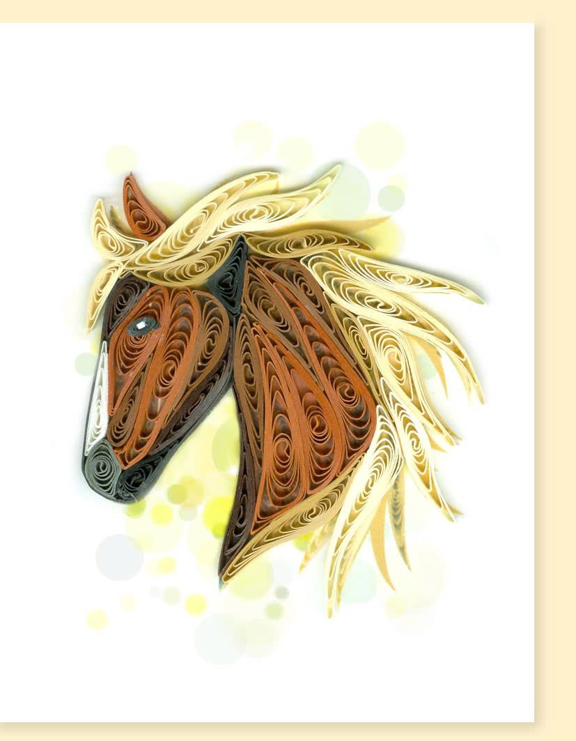 Hand Quilled Gift Enclosure Mini Card Horse #GE