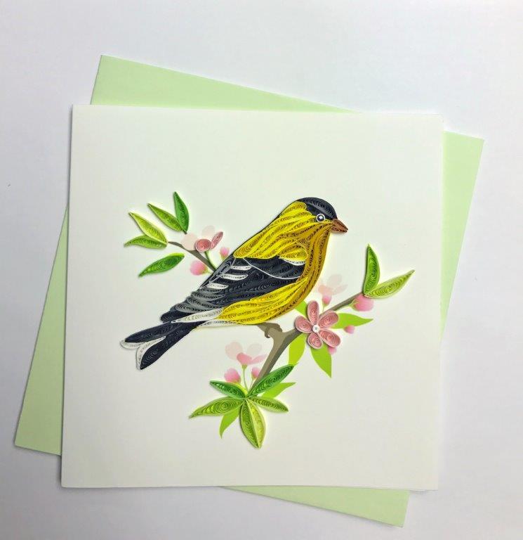 Hand Quilled Greeting Card Goldfinch #10241