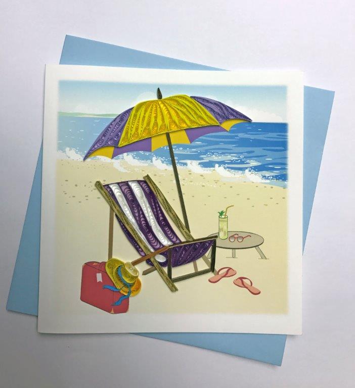 Hand Quilled Greeting Card Beach Chair #10256