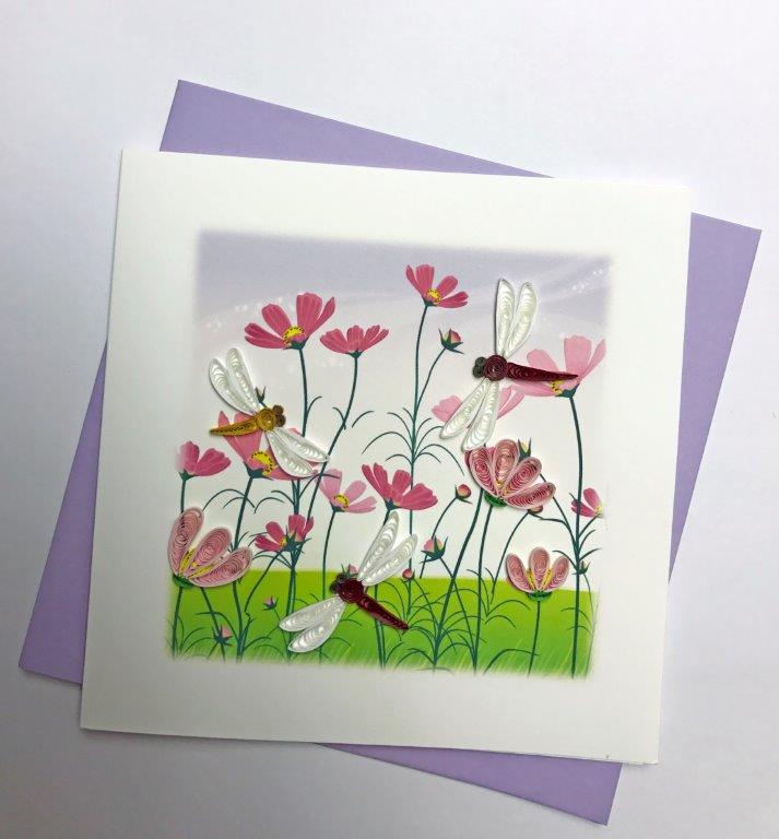 Hand Quilled Greeting Card Dragonfly #10284