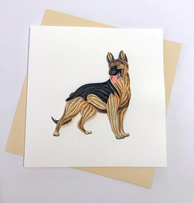 Hand Quilled Greeting Card German Shepard #10345