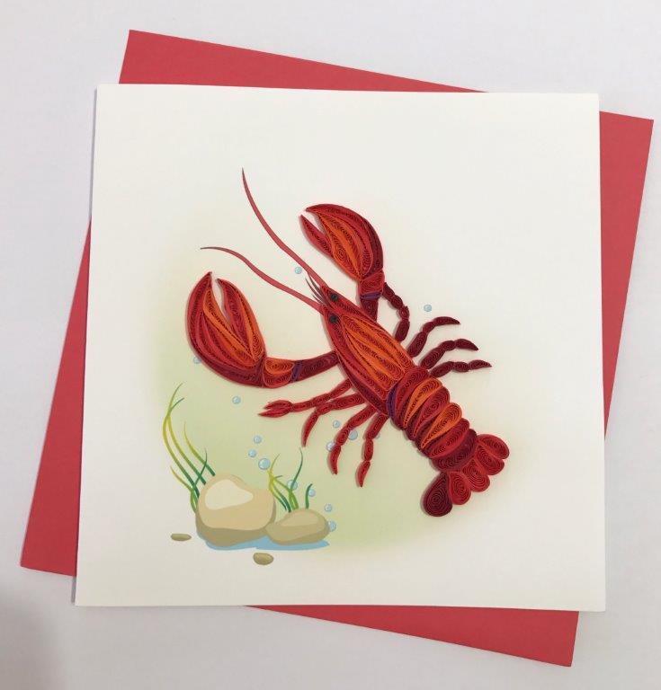 Hand Quilled Greeting Card Lobster #10353