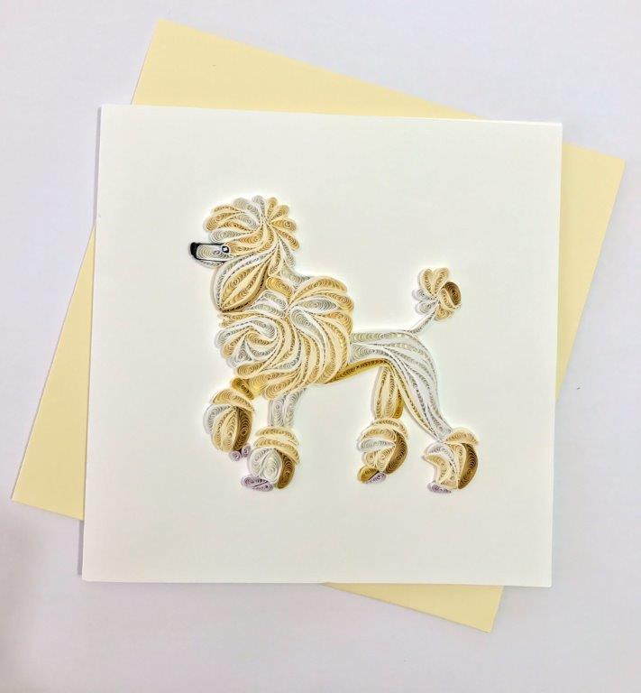 Hand Quilled Greeting Card Poodle #10354