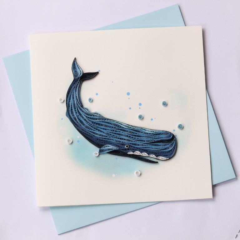 Hand Quilled Greeting Card Sperm Whale #10359