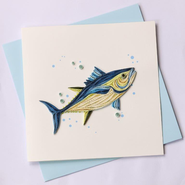 Hand Quilled Greeting Card Tuna #10360
