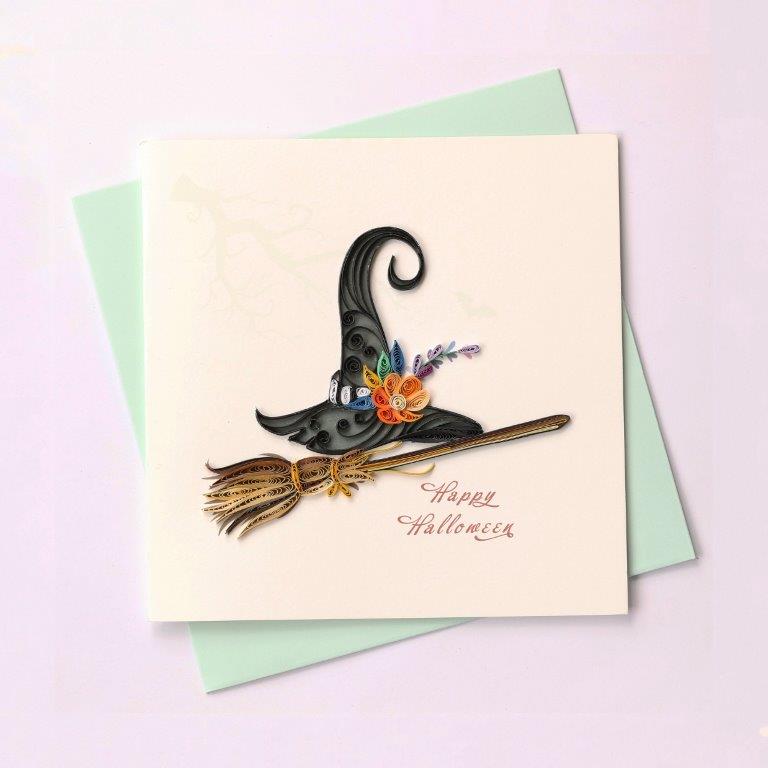 Hand Quilled Greeting Card Witches Hat #10436