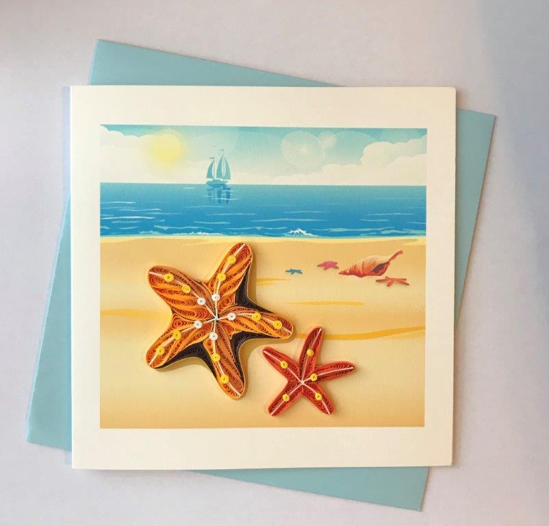 Hand Quilled Greeting Card Starfish #10533