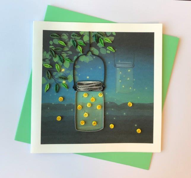 Hand Quilled Greeting Card Firefly #10743