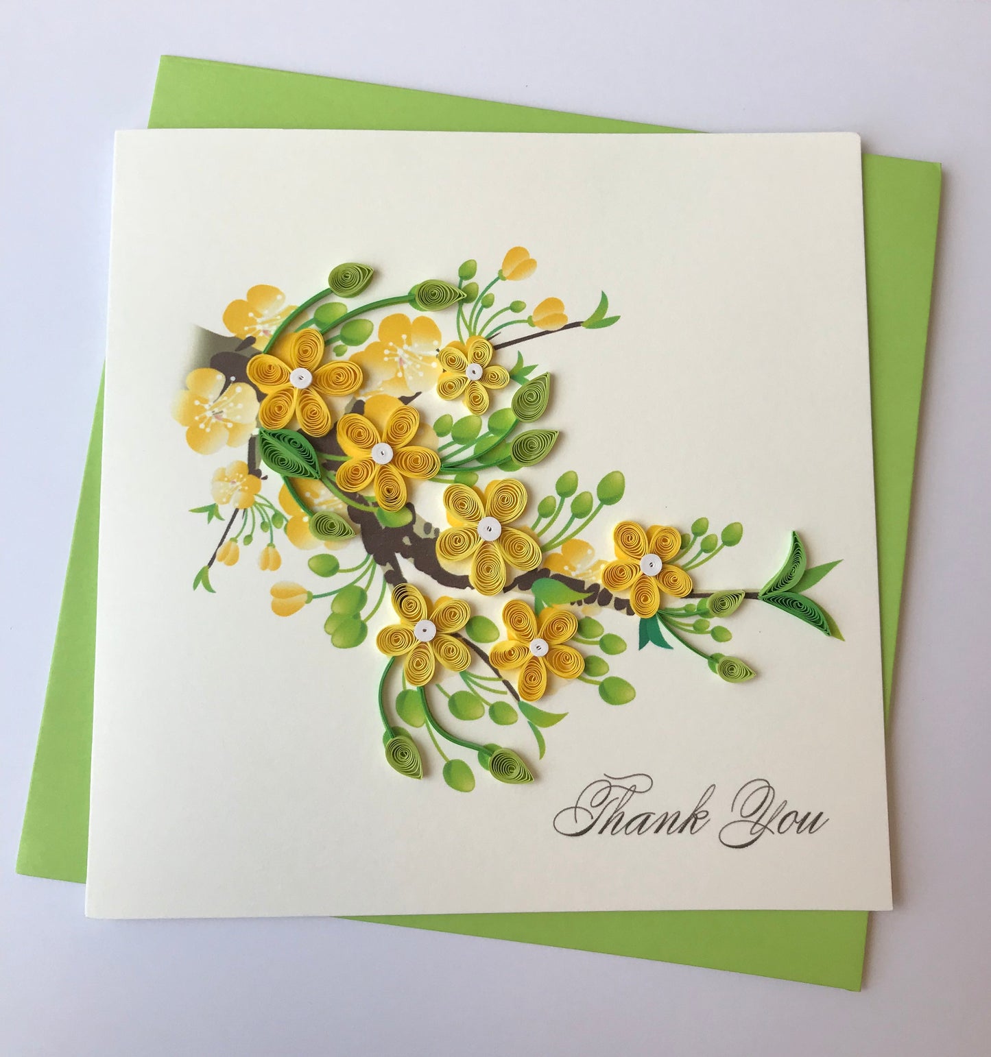 Hand Quilled Greeting Card Floral Thank you #QC10559