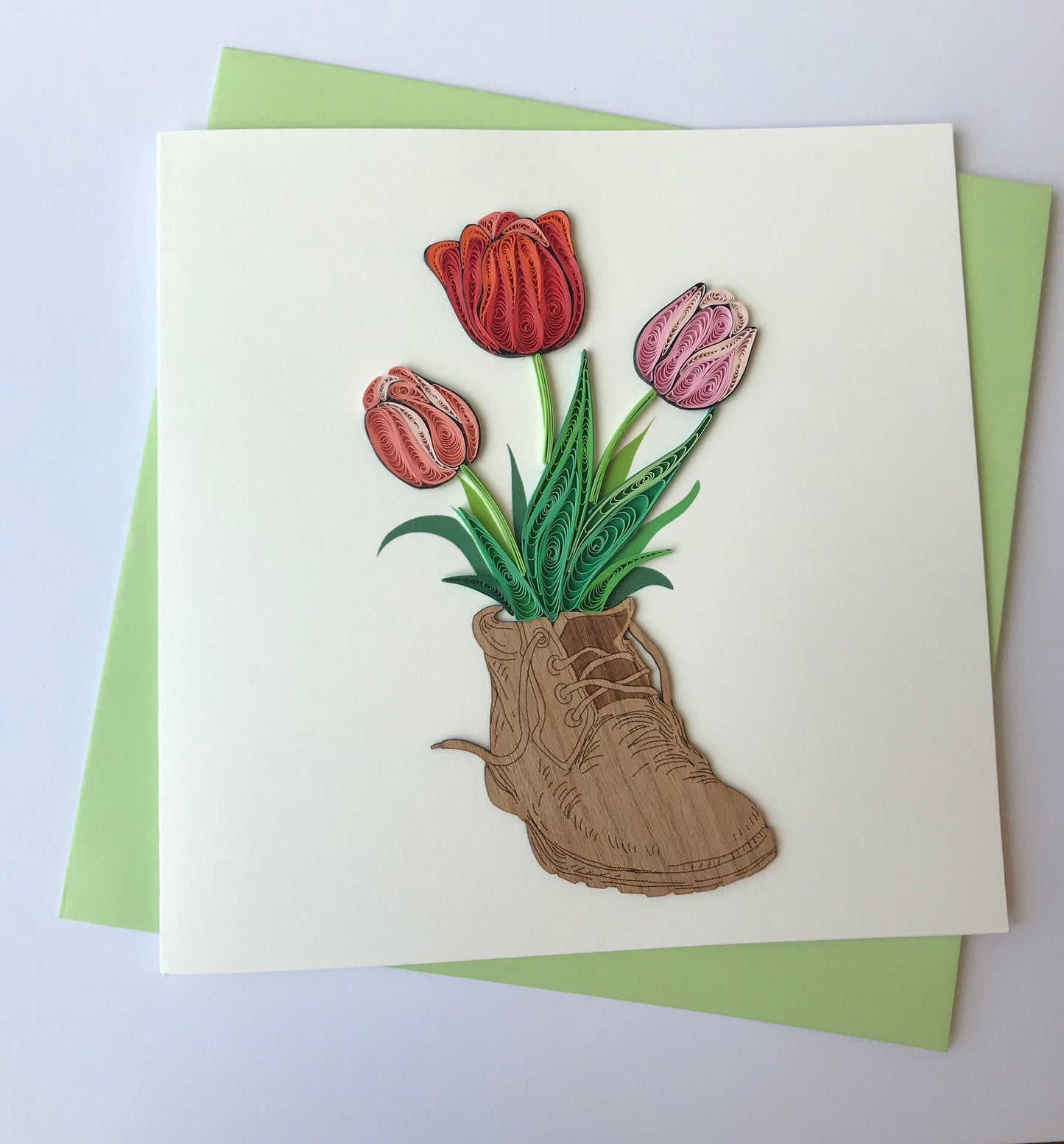 Hand Quilled Greeting Card TULIPS #QC10560