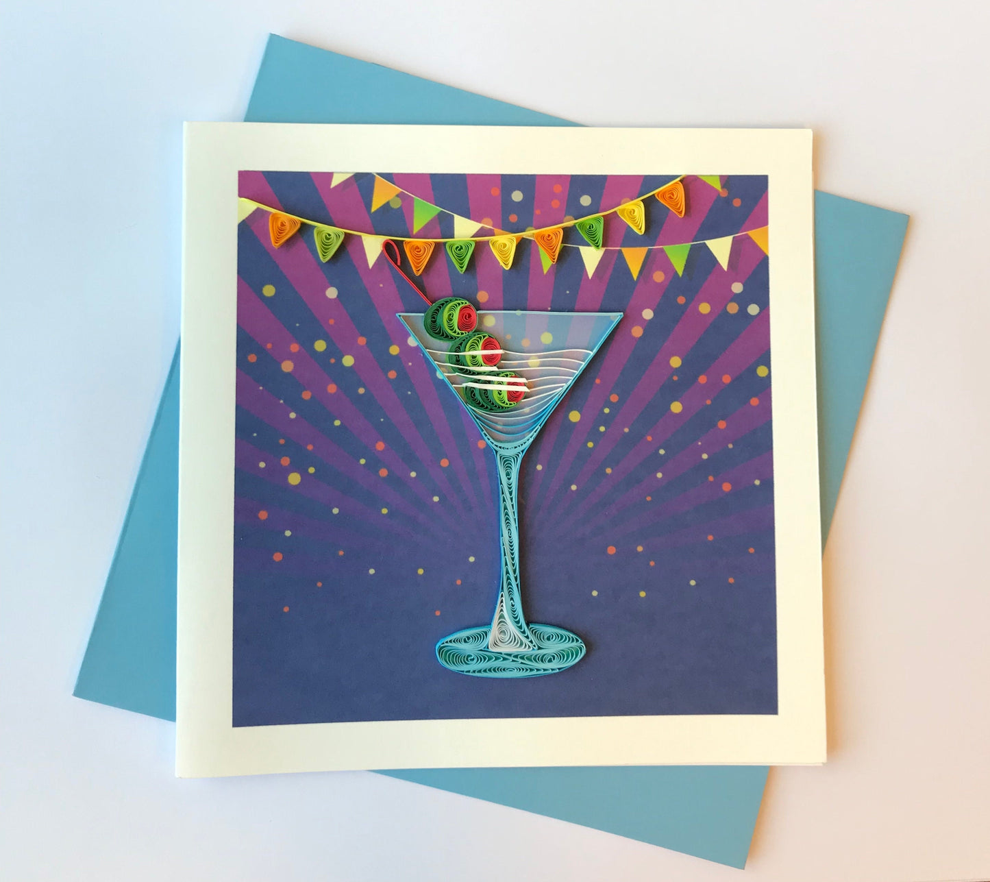 Hand Quilled Greeting Card Martini #QC10747