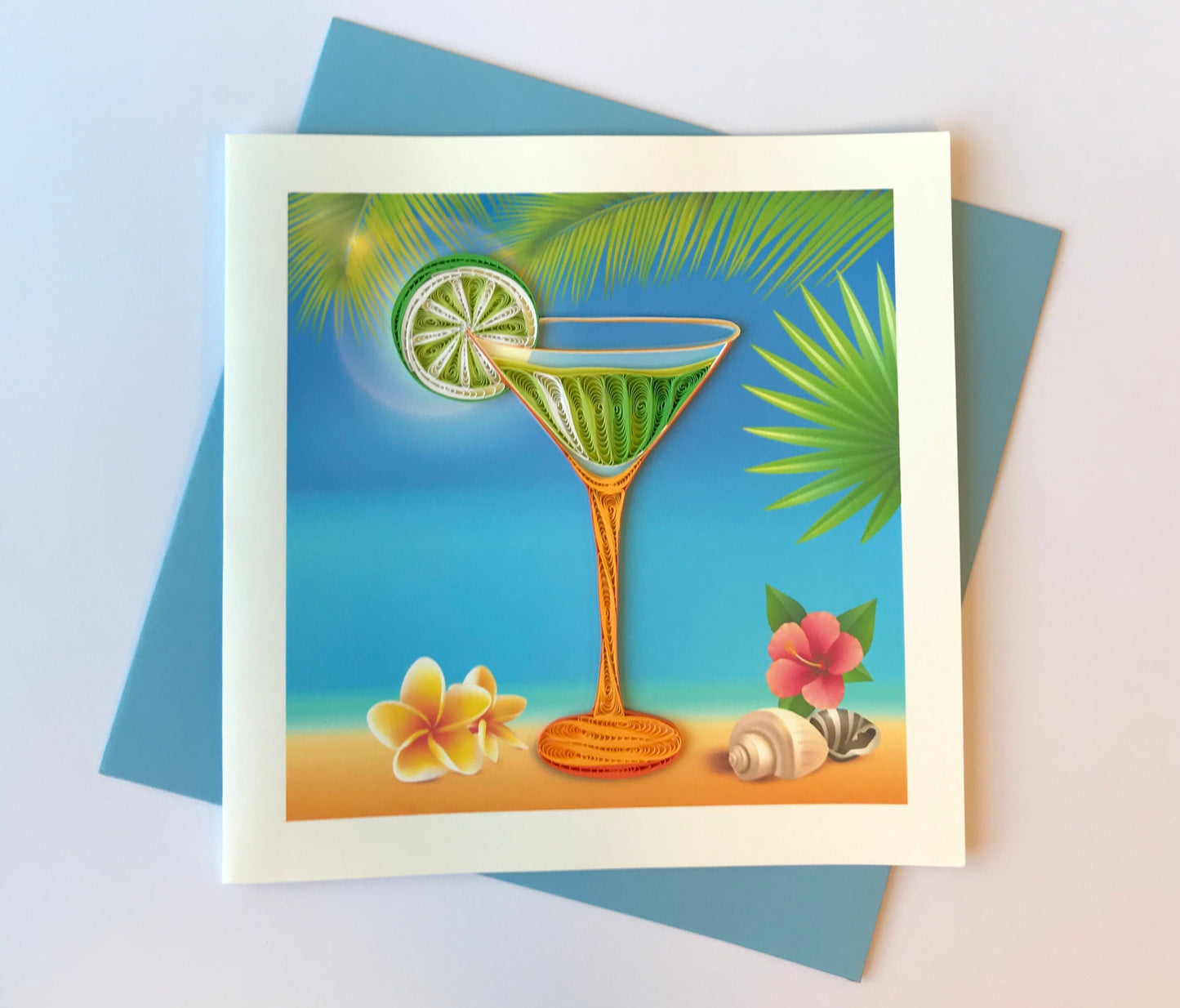 Hand Quilled Greeting Card Martini #QC10746