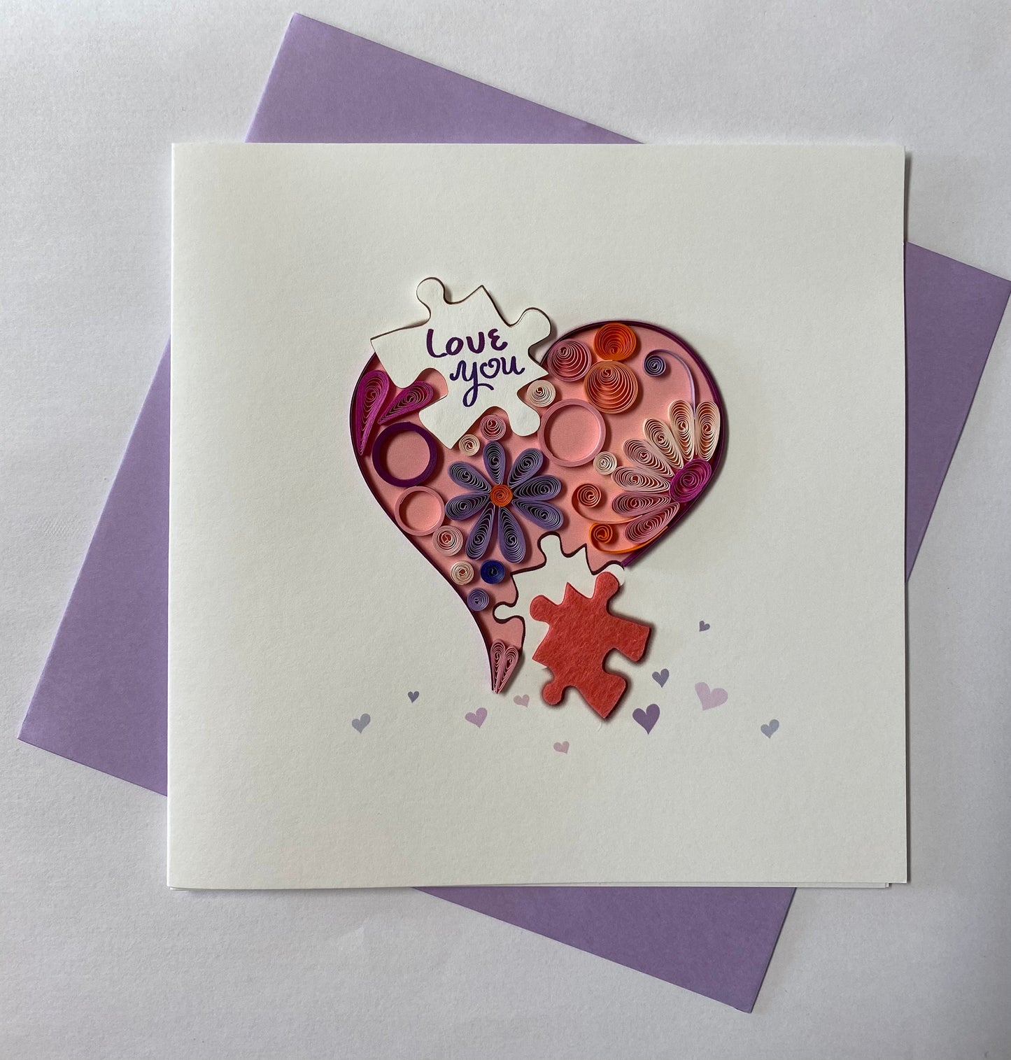 Hand Quilled Greeting Card Love You #QC10994