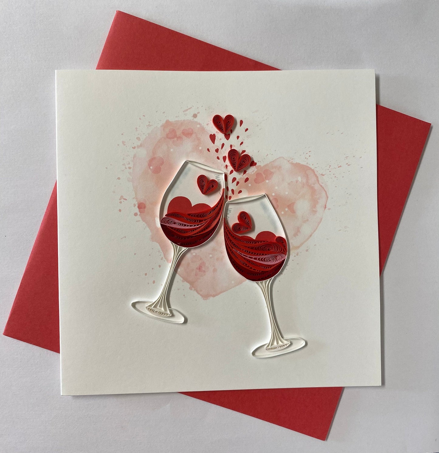 Hand Quilled Greeting Card Wine Glass #QC10984