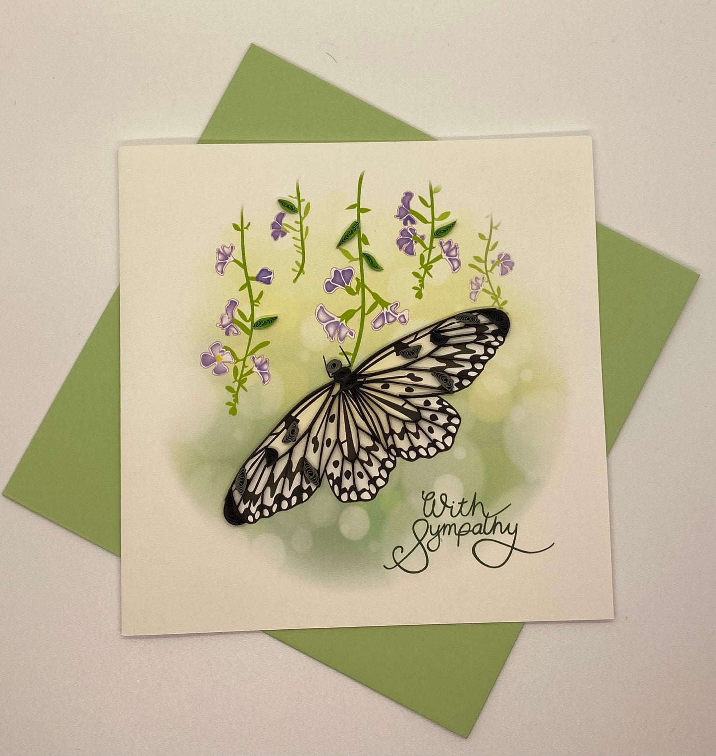 Hand Quilled Greeting Card Butterfly Sympathy #QC11142