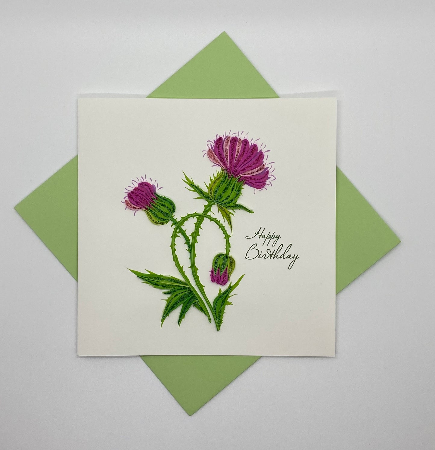 Hand Quilled Greeting Card Happy Birthday Floral #QC