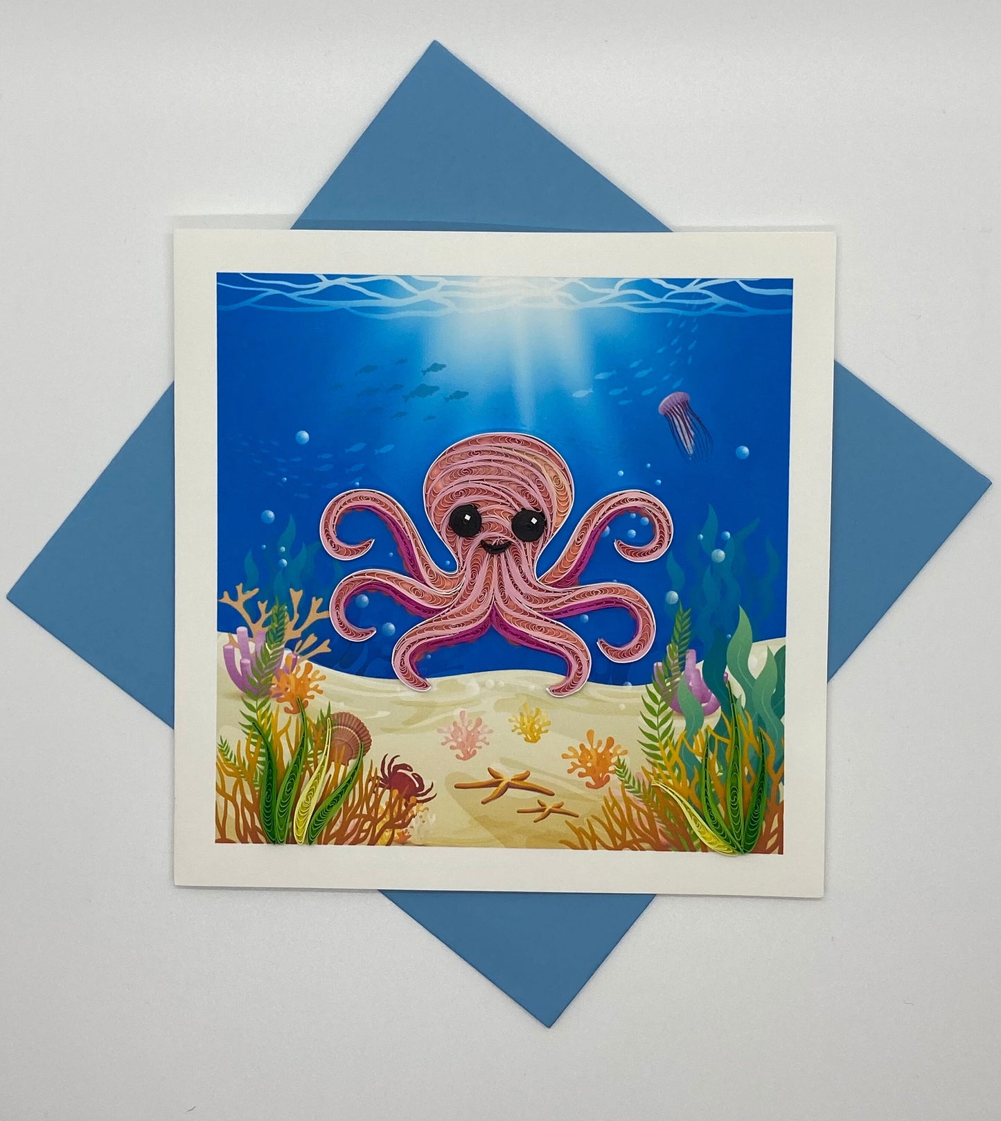 Hand Quilled Greeting Card Octopus #QC109