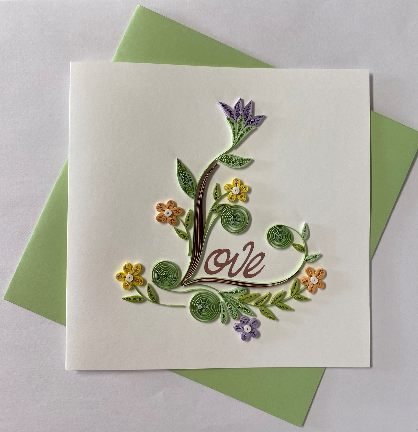 Hand Quilled Greeting Card Love #10946