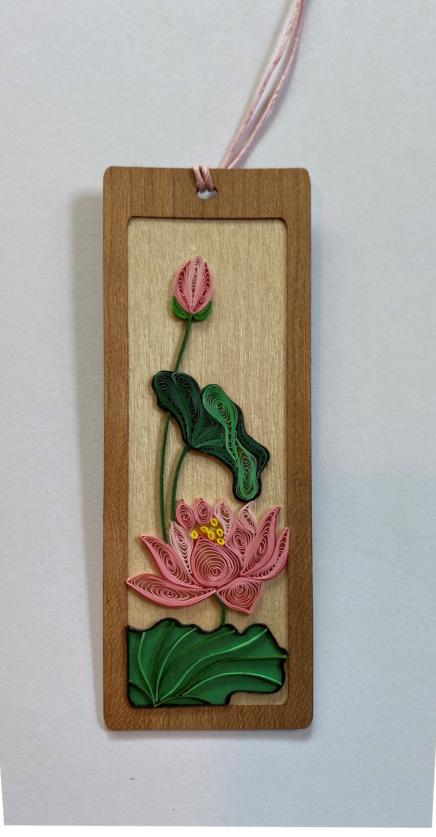 Hand Quilled Bookmark Pink Lotus #BM10973
