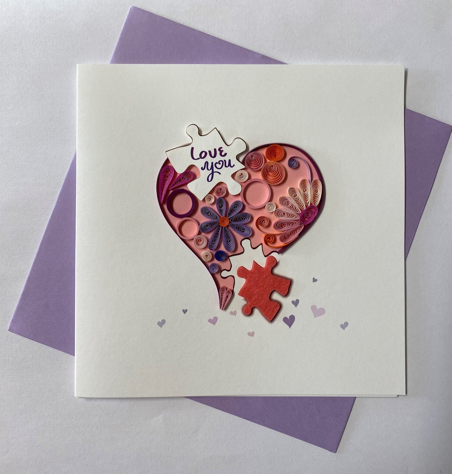 Hand Quilled Greeting Card Love You Heart #10985