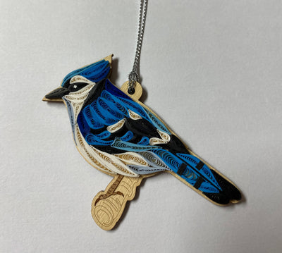 Hand Quilled Blue Jay Ornament #QO11012