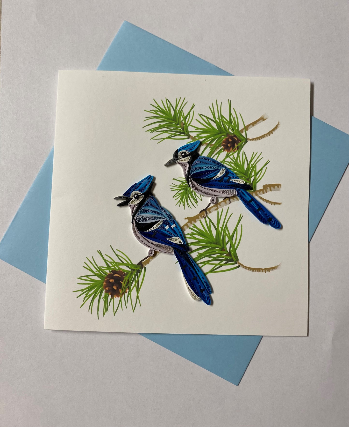 Hand Quilled Greeting Card Blue Jay #11023