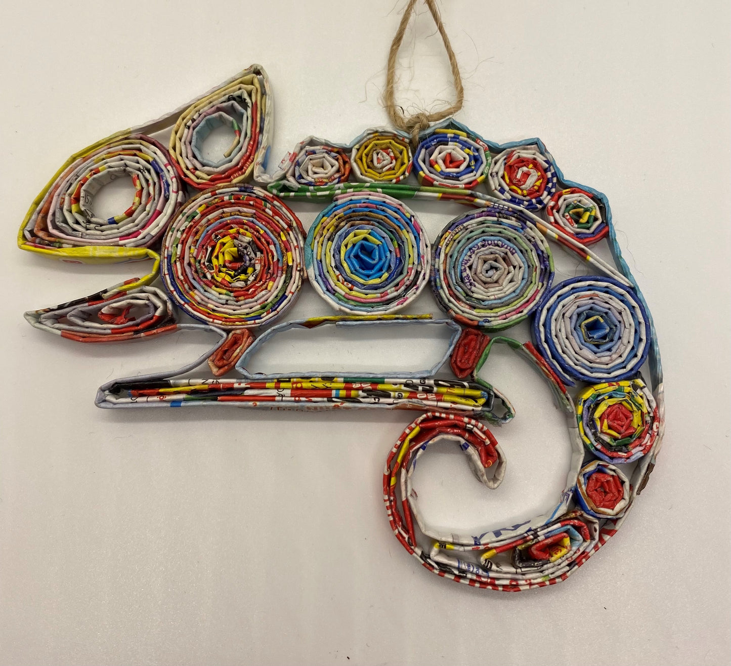 Hand Quilled Recycled Magazine Chameleon Ornament #QO11093