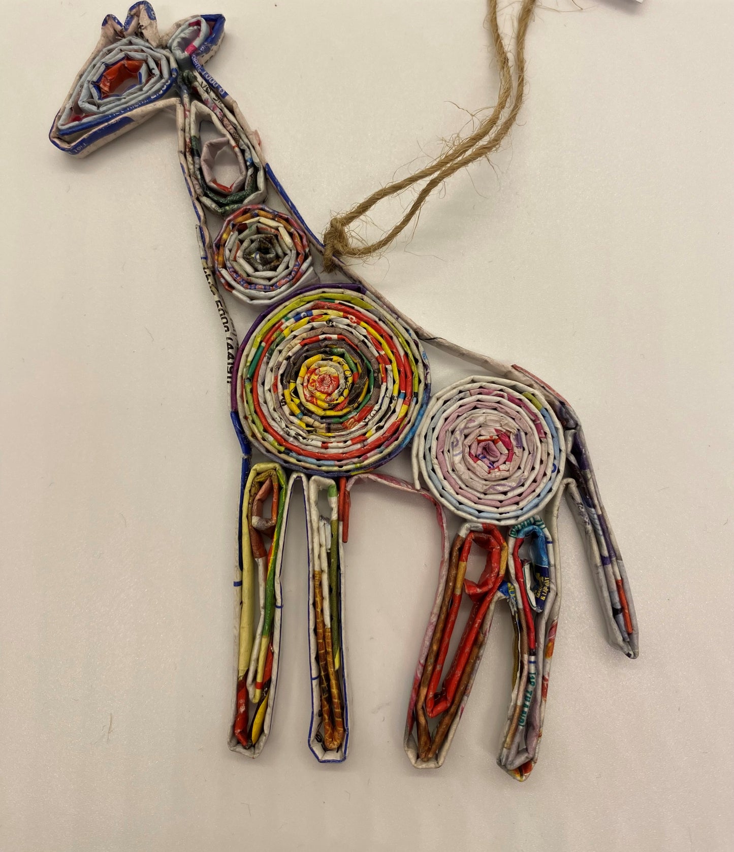 Hand Quilled Recycled Magazine Giraffe Ornament #QO11115