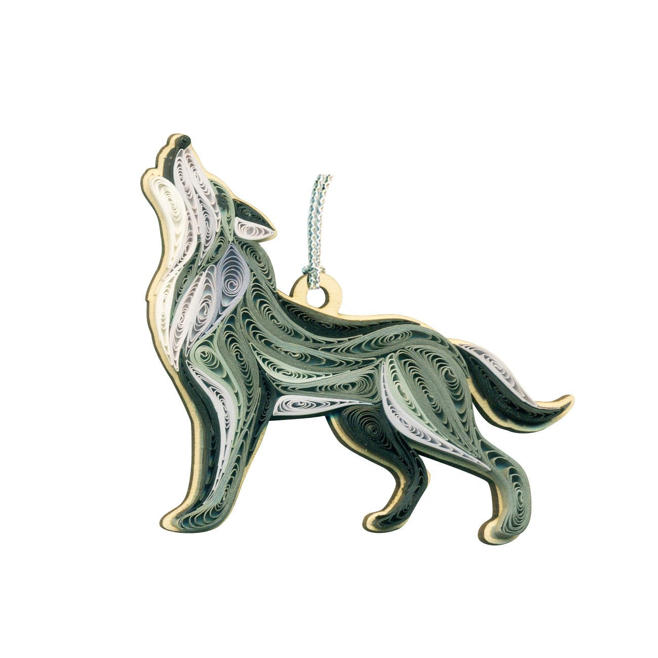 Hand Quilled Wolf Ornament #QO11182