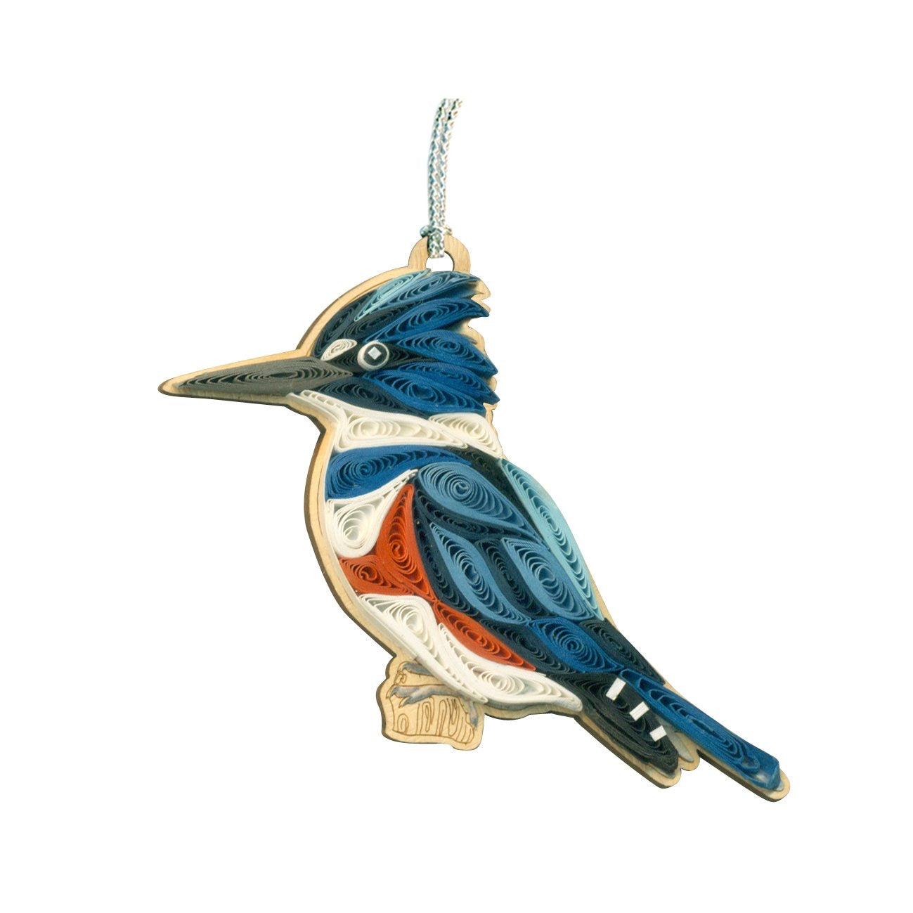 Hand Quilled Kingfisher Ornament #11198