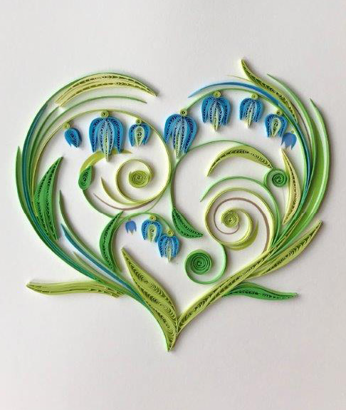Hand Quilled Greeting Card Floral Heart #10500