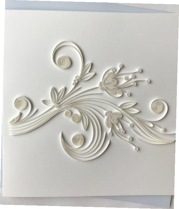 Hand Quilled Greeting Card Floral Whimsical #10502