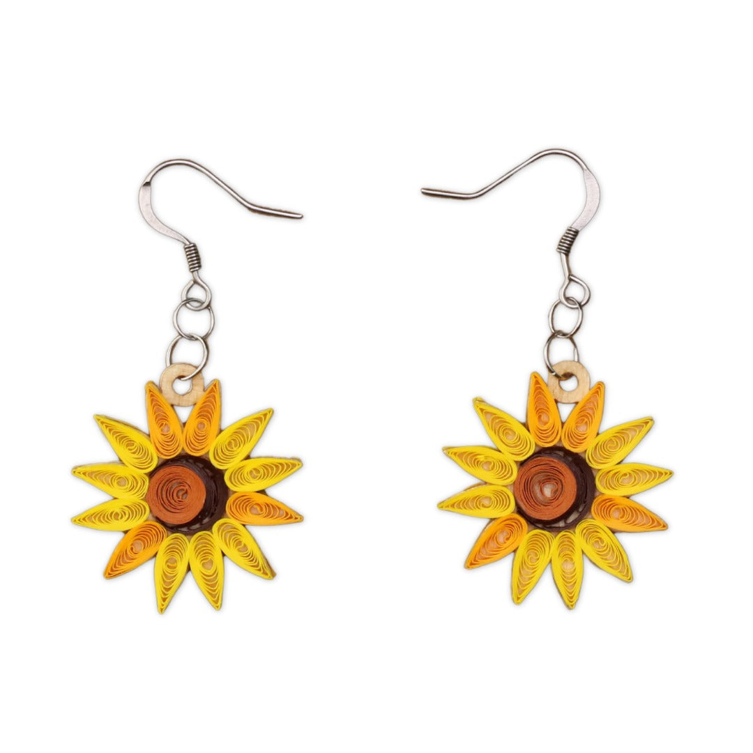 Hand Quilled Sunflower Earrings #QE12178