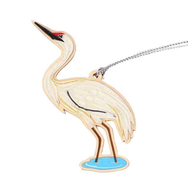 Hand Quilled Crane Ornament #QO12089