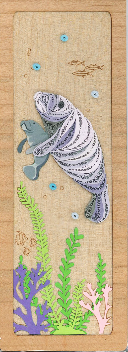 Hand Quilled Bookmark Manatee #BM12034