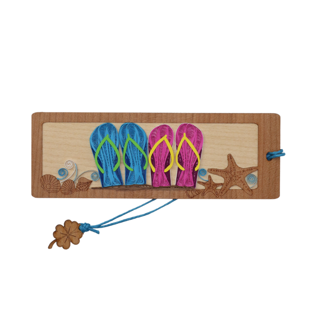 Hand Quilled Bookmark Flip Flops #BM12076