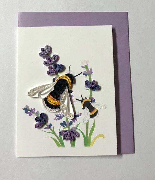 Hand Quilled Gift Enclosure Mini Card Bumble Bee #GE10707