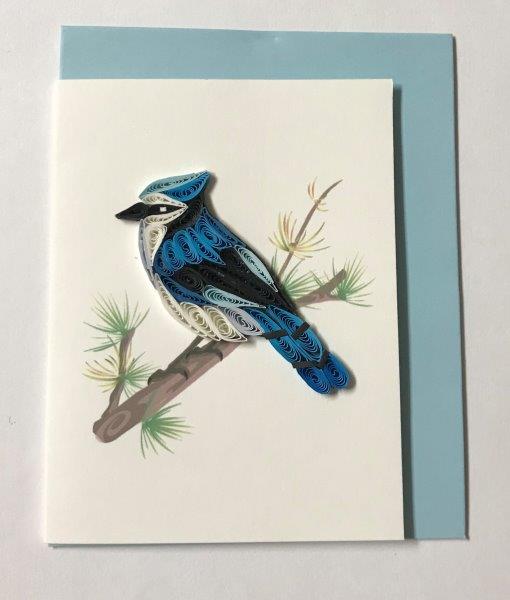 Hand Quilled Gift Enclosure Mini Card Blue Jay #10733