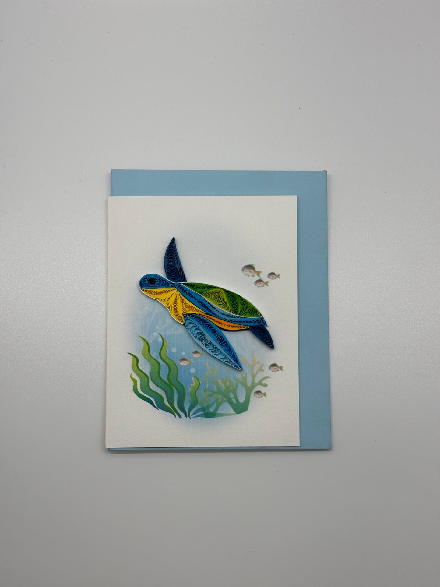 Hand Quilled Gift Enclosure Mini Card Sea Turtle #GE
