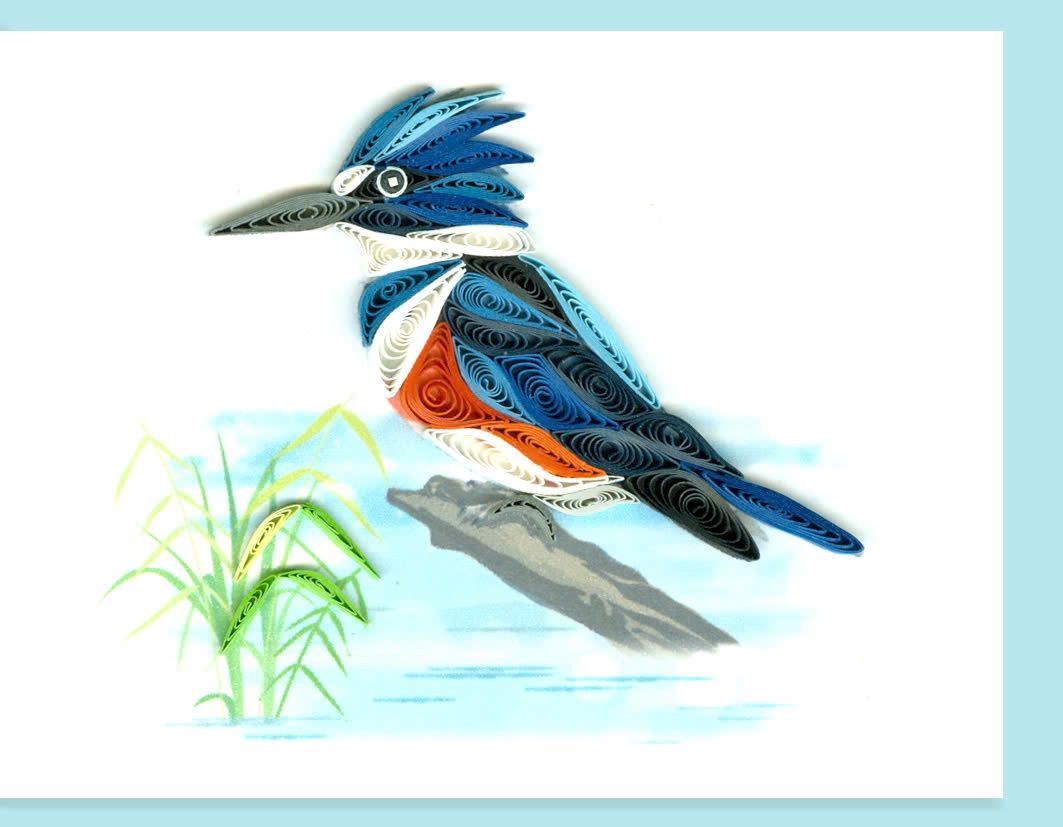 Hand Quilled Gift Enclosure Mini Card Kingfisher #GE