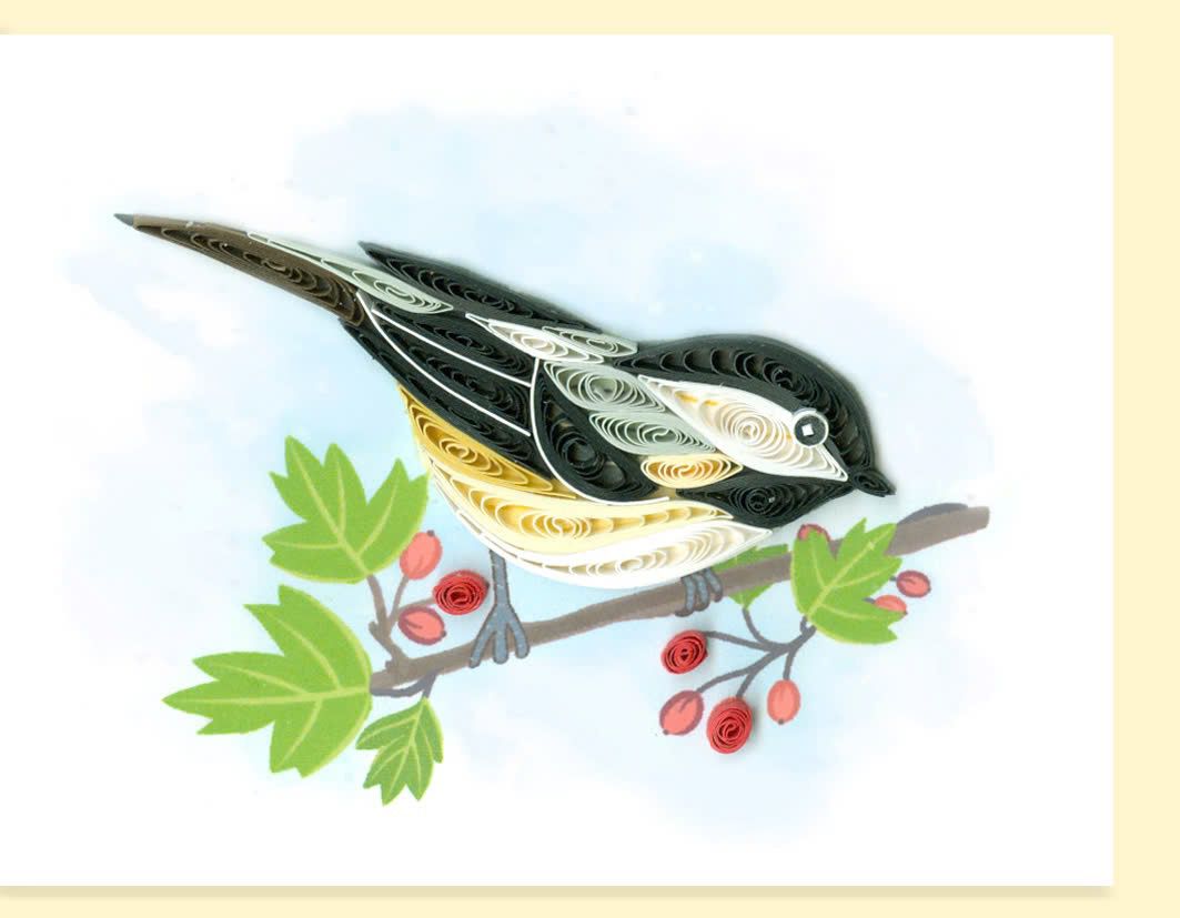 Hand Quilled Gift Enclosure Mini Card Chickadee #GE