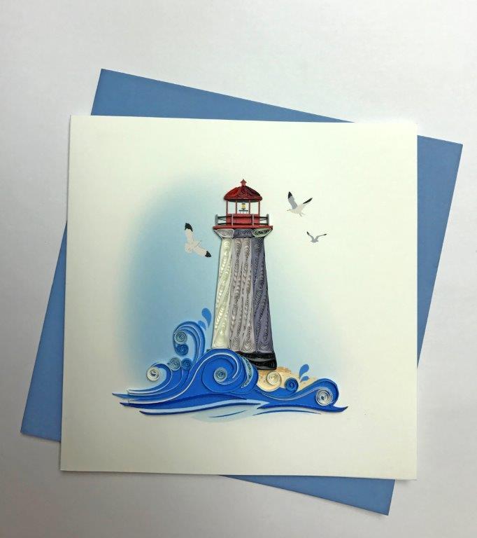 Hand Quilled Greeting Card Lighthouse #10258