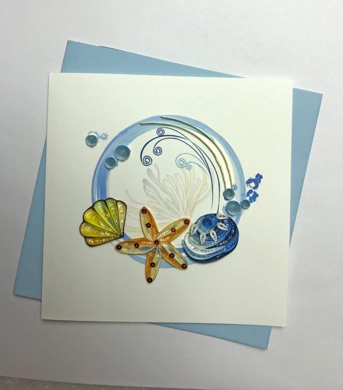 Hand Quilled Greeting Card Sea Shells #10276