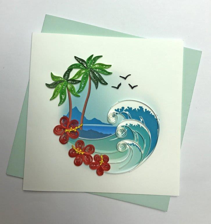 Hand Quilled Greeting Card Ocean Wave #10280