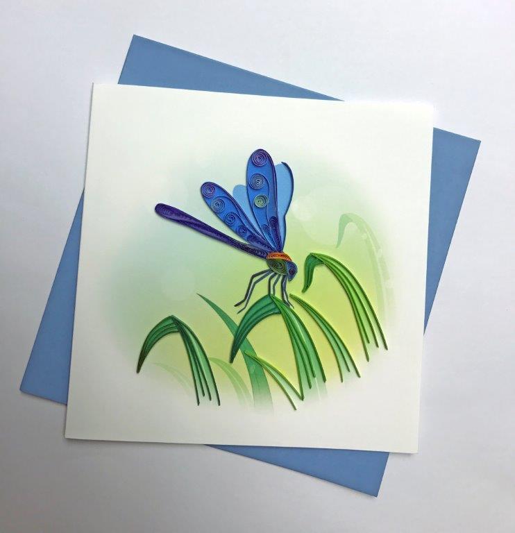Hand Quilled Greeting Card Dragonfly #10291